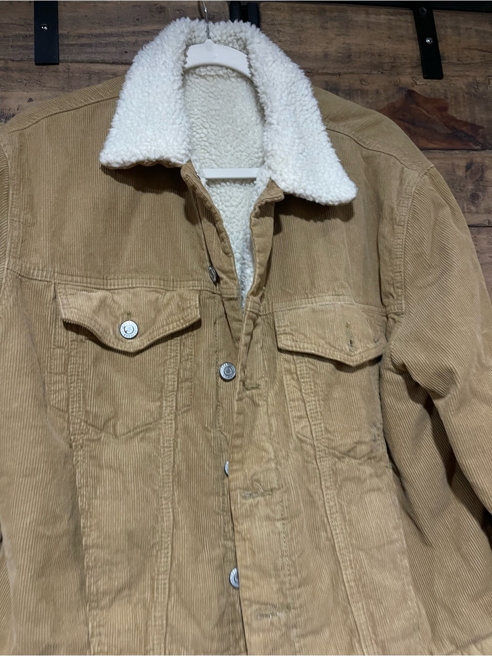 Corduroy Sherpa-Lined Jacket in Camel - Picture 3 of 3